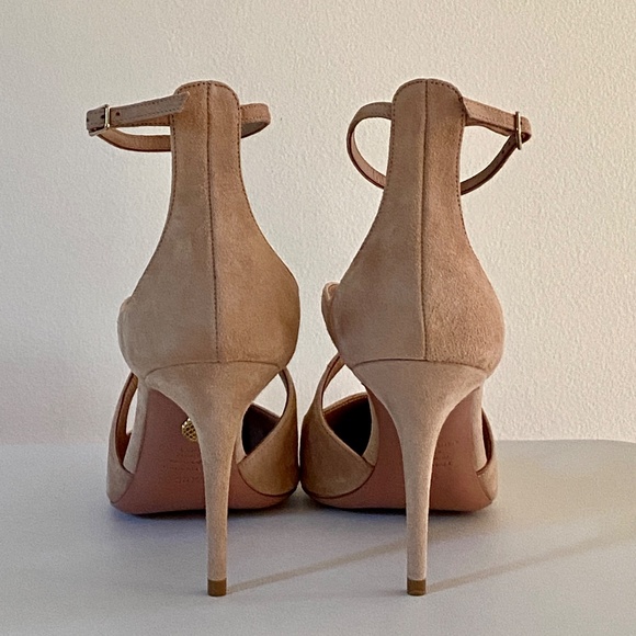 Aquazzura Pink Nude Suede Stiletto Pumps US8.5 - Picture 14 of 15
